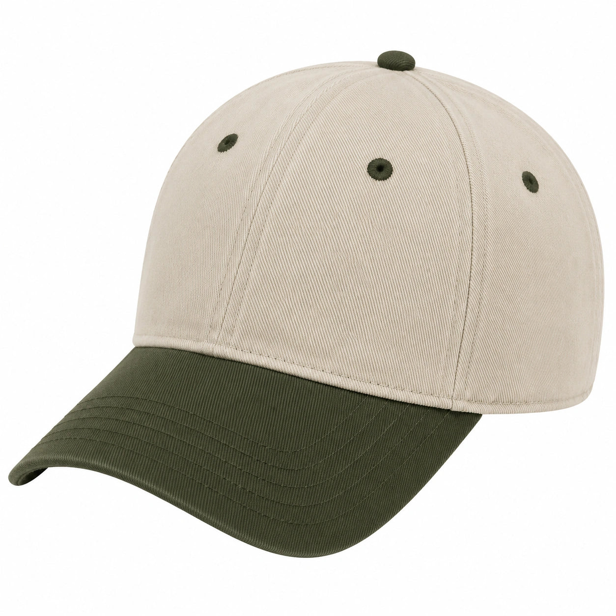 Baseballkappe Einheitsgröße Beige/Olivegrün Zweifarbig mit gebogenem Schirm