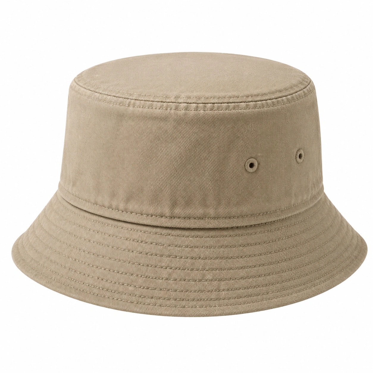 Bucket Hat Einheitsgröße aus Baumwolltwill in Beige mit breiter Krempe