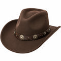 Cowboyhut Einheitsgröße braun Filzoptik mit geflochtenem Hutband Westernstil