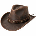 Cowboyhut Einheitsgröße braun in Lederoptik mit geflochtenem Hutband