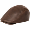 Flatcap Einheitsgröße in Braun Lederoptik - klassische Schiebermütze