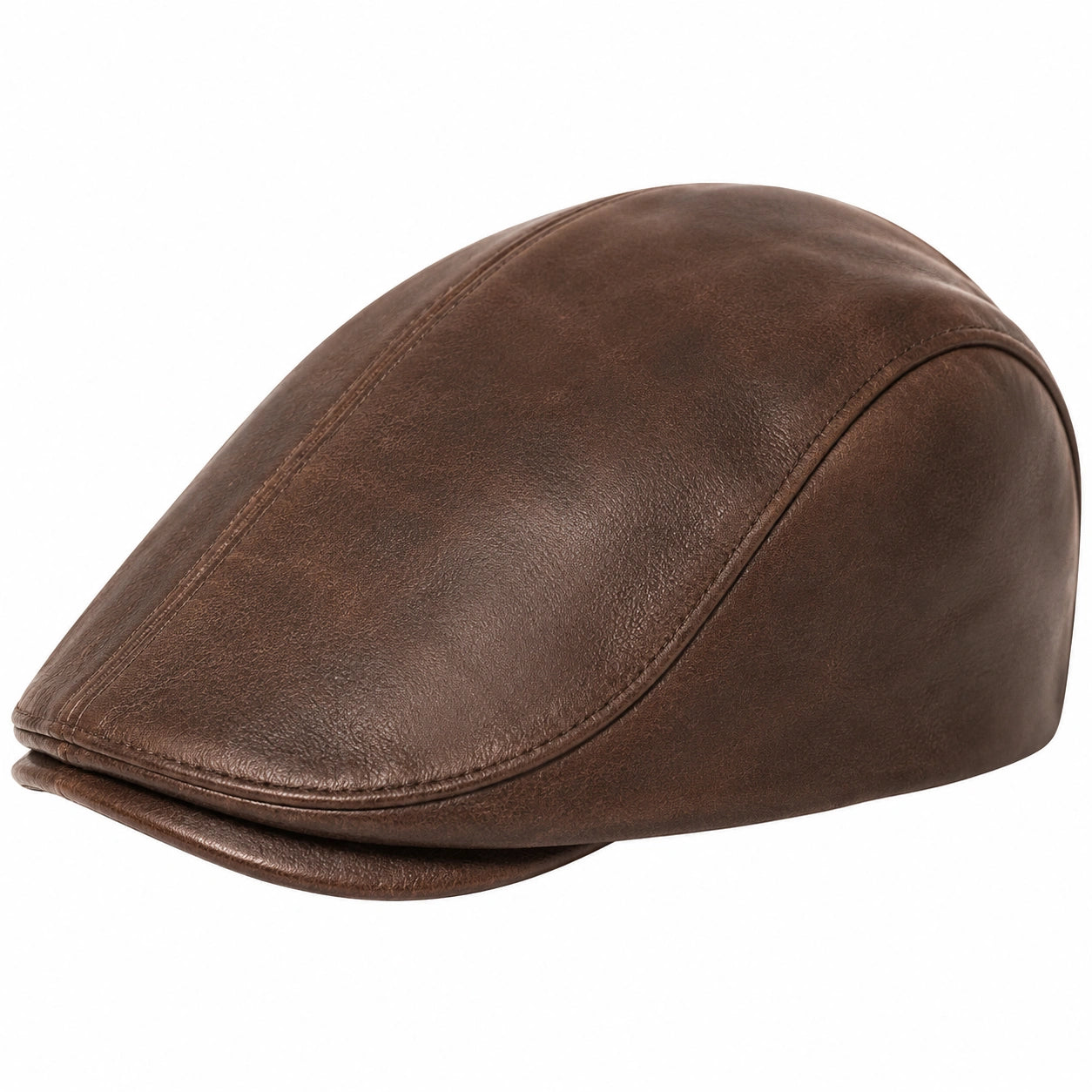 Flatcap Einheitsgröße in Braun Lederoptik - klassische Schiebermütze