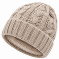 Strickmütze Einheitsgröße Beige mit Zopfmuster und weichem Futter