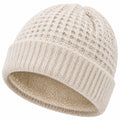 Strickmütze Einheitsgröße Creme mit Fleecefutter für Winter