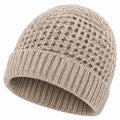 Strickmütze Einheitsgröße Beige mit Umschlag Grobstrick Wintermütze