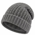 Strickmütze Einheitsgröße Grau mit Umschlag und Grobstrick