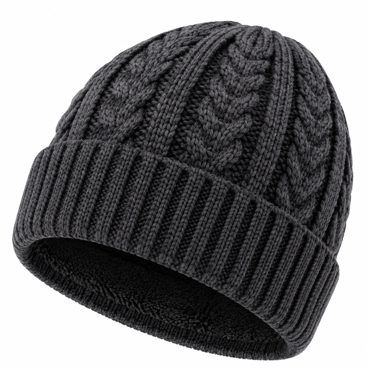 Strickmütze Einheitsgröße Anthrazit mit Fleecefutter für Alltag und Winter