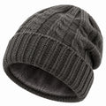 Strickmütze Einheitsgröße aus Strickmaterial Grau mit Fleecefutter für den Winter