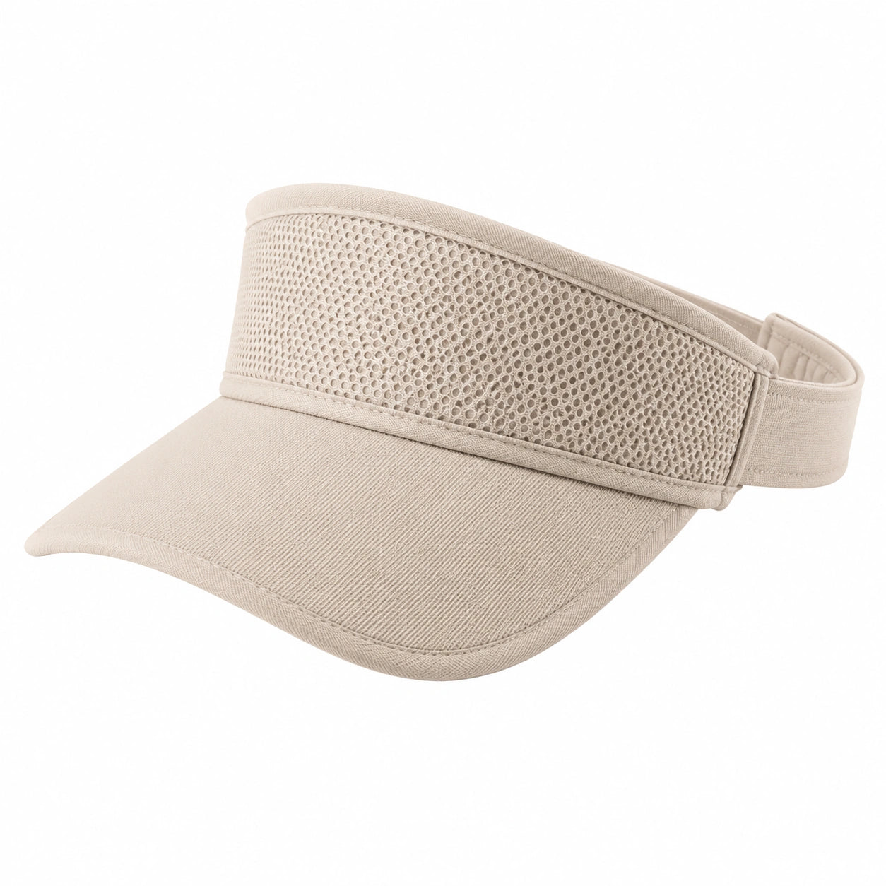 Visierkappe Einheitsgröße Beige mit Netzstoff und Klettverschluss für Sport und Alltag